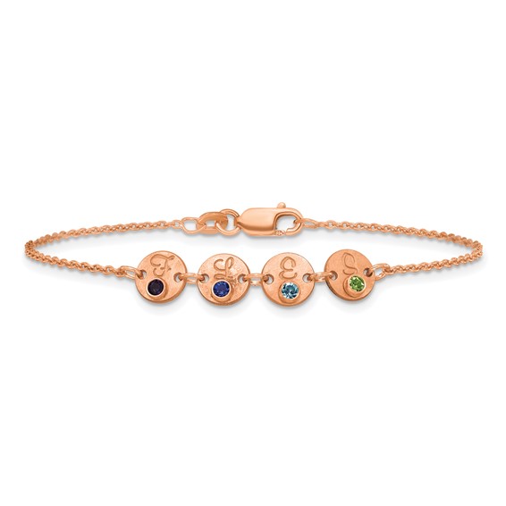 SS/Rose-plated 4 Disc with Initial and Birthstone Bracelet