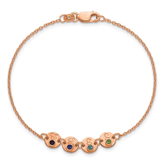 SS/Rose-plated 4 Disc with Initial and Birthstone Bracelet