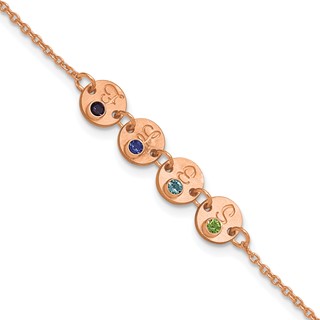 SS/Rose-plated 4 Disc with Initial and Birthstone Bracelet