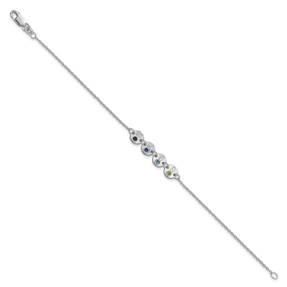 14k White Gold 4 Disc with Initial and Birthstone Bracelet