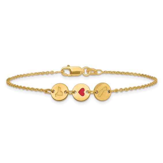 Sterling Silver/Gold-Plated State Heart State Disc Bracelet