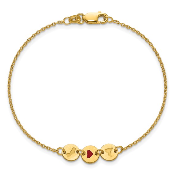 Sterling Silver/Gold-Plated State Heart State Disc Bracelet