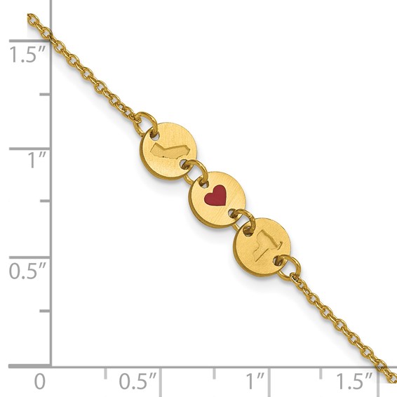 Sterling Silver/Gold-Plated State Heart State Disc Bracelet