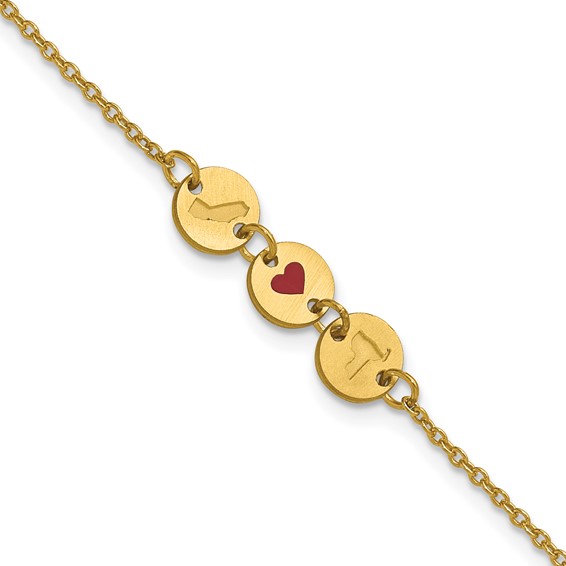 Sterling Silver/Gold-Plated State Heart State Disc Bracelet