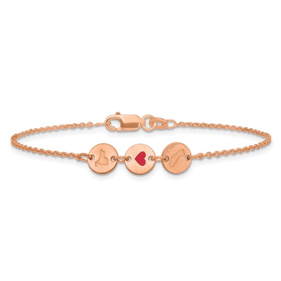 Sterling Silver/Rose Gold-Plated State Heart State Disc Bracelet