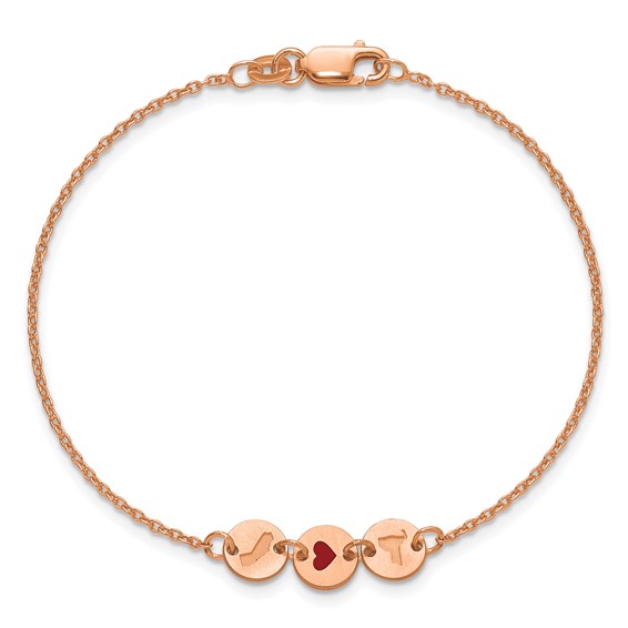 Sterling Silver/Rose Gold-Plated State Heart State Disc Bracelet