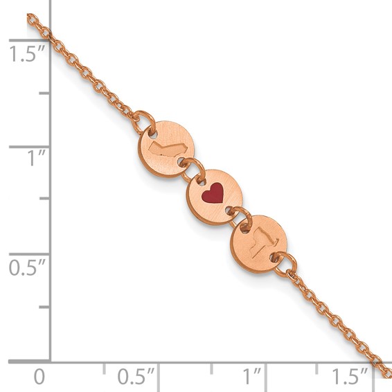 Sterling Silver/Rose Gold-Plated State Heart State Disc Bracelet