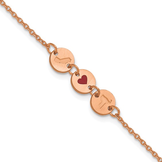 Sterling Silver/Rose Gold-Plated State Heart State Disc Bracelet