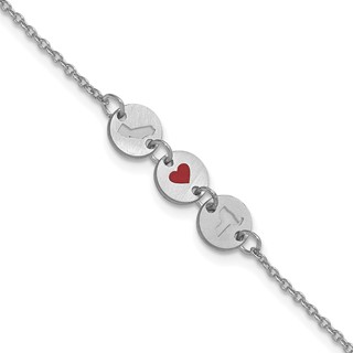Sterling Silver/Rhodium-plated State Heart State Disc Bracelet
