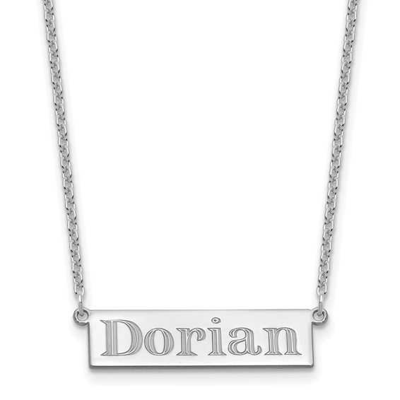 Sterling Silver/Rhodium-plated 4-6 Letter Name Bar Necklace
