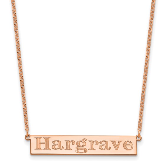 Sterling Silver/Rose-plated 7-9 Letter Name Bar Necklace