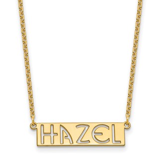 Sterling Silver/Gold-plated 4-6 Letter cut-out Name Bar Necklace