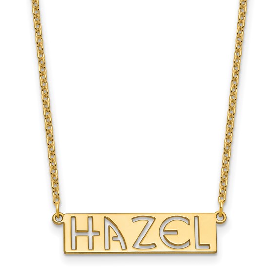 Sterling Silver/Gold-plated 4-6 Letter cut-out Name Bar Necklace