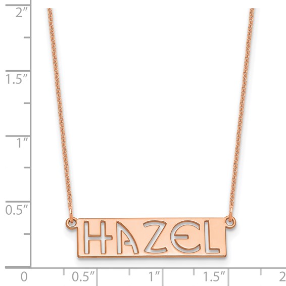 14k Rose Gold 4-6 Letter cut-out Name Bar Necklace