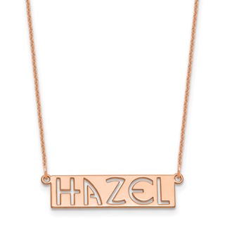 14k Rose Gold 4-6 Letter cut-out Name Bar Necklace