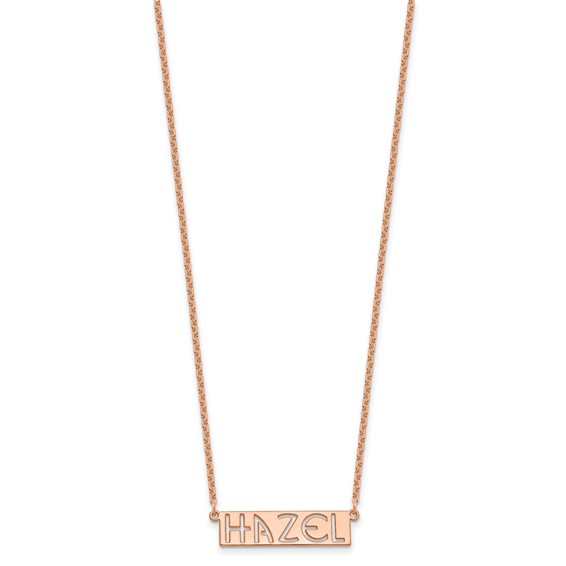 Sterling Silver/Rose-plated 4-6 Letter cut-out Name Bar Necklace