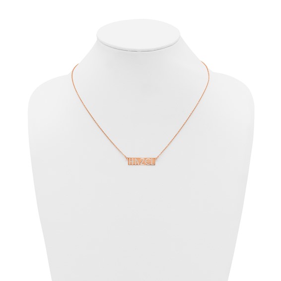 Sterling Silver/Rose-plated 4-6 Letter cut-out Name Bar Necklace