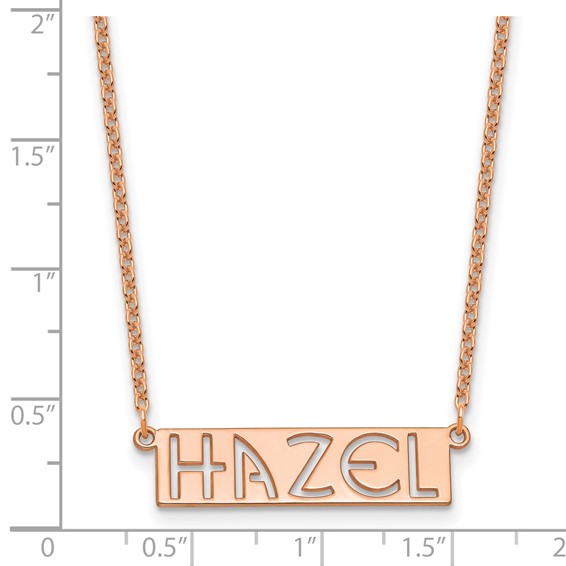 Sterling Silver/Rose-plated 4-6 Letter cut-out Name Bar Necklace