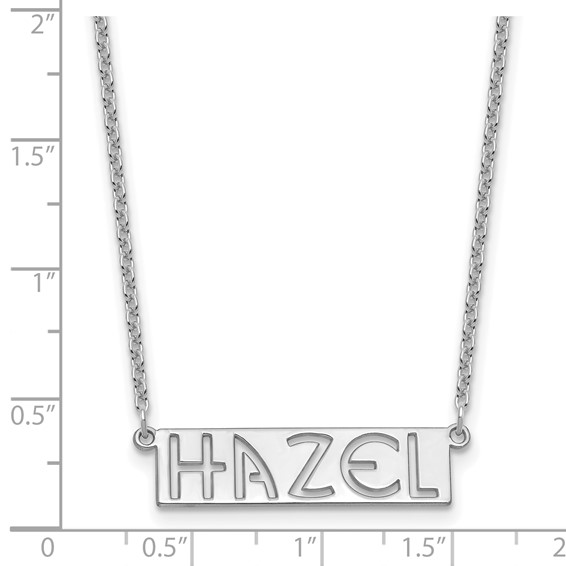 Sterling Silver/Rhodium-plated 4-6 Letter cut-out Name Bar Necklace
