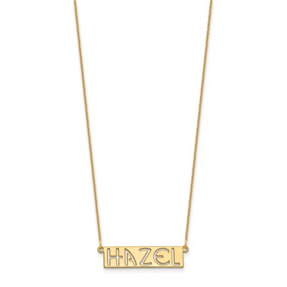14k Yellow Gold 4-6 Letter cut-out Name Bar Necklace