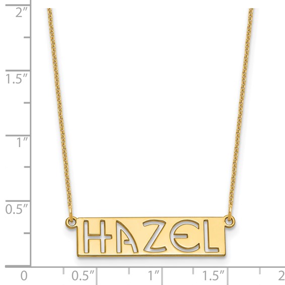 14k Yellow Gold 4-6 Letter cut-out Name Bar Necklace