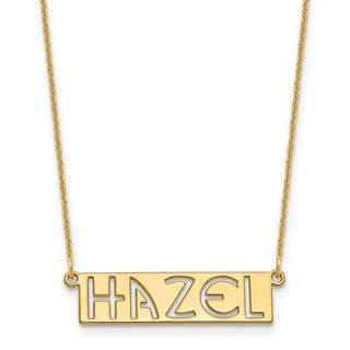 14k Yellow Gold 4-6 Letter cut-out Name Bar Necklace