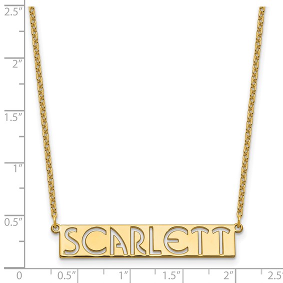 Sterling Silver/Gold-plated 7-9 Letter cut-out Name Bar Necklace