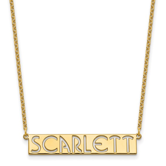 Sterling Silver/Gold-plated 7-9 Letter cut-out Name Bar Necklace