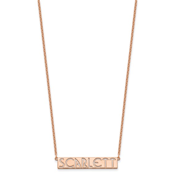Sterling Silver/Rose-plated 7-9 Letter cut-out Name Bar Necklace