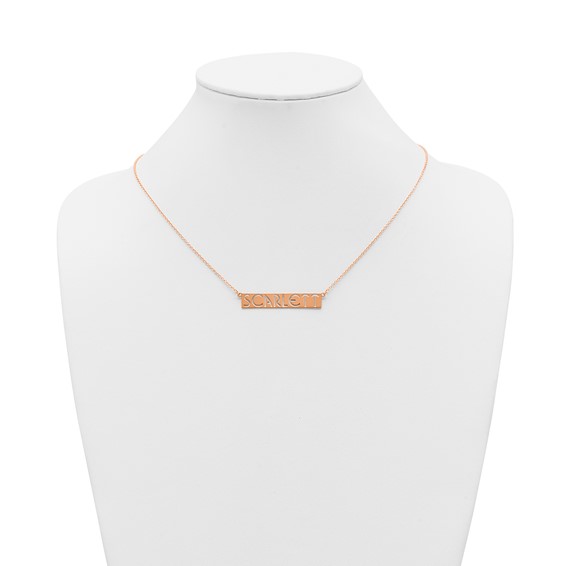 Sterling Silver/Rose-plated 7-9 Letter cut-out Name Bar Necklace
