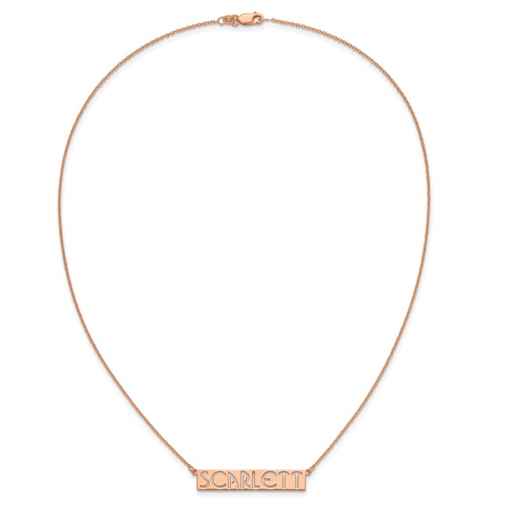 Sterling Silver/Rose-plated 7-9 Letter cut-out Name Bar Necklace