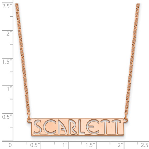 Sterling Silver/Rose-plated 7-9 Letter cut-out Name Bar Necklace