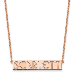 Sterling Silver/Rose-plated 7-9 Letter cut-out Name Bar Necklace