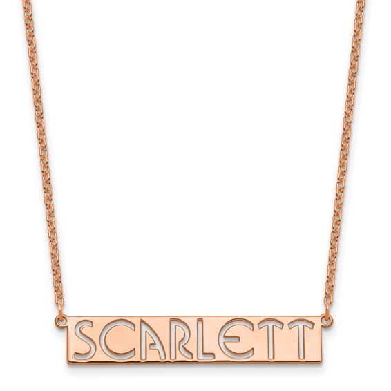 Sterling Silver/Rose-plated 7-9 Letter cut-out Name Bar Necklace