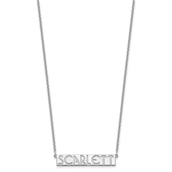 SS/Rhodium-plated 7-9 Letter cut-out Name Bar Necklace