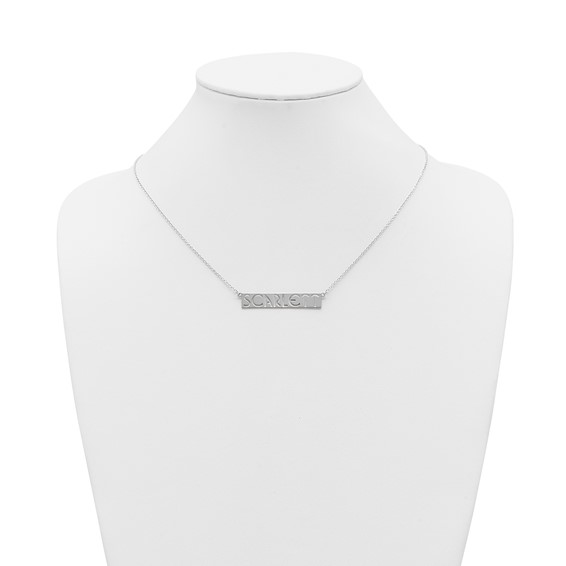 SS/Rhodium-plated 7-9 Letter cut-out Name Bar Necklace