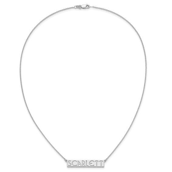 SS/Rhodium-plated 7-9 Letter cut-out Name Bar Necklace