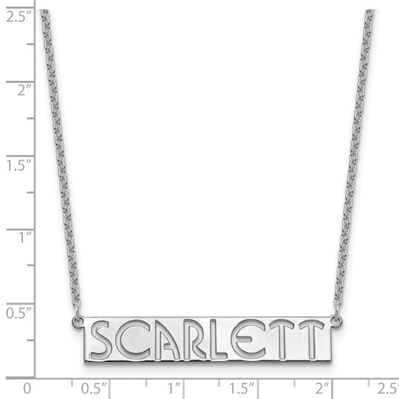 SS/Rhodium-plated 7-9 Letter cut-out Name Bar Necklace