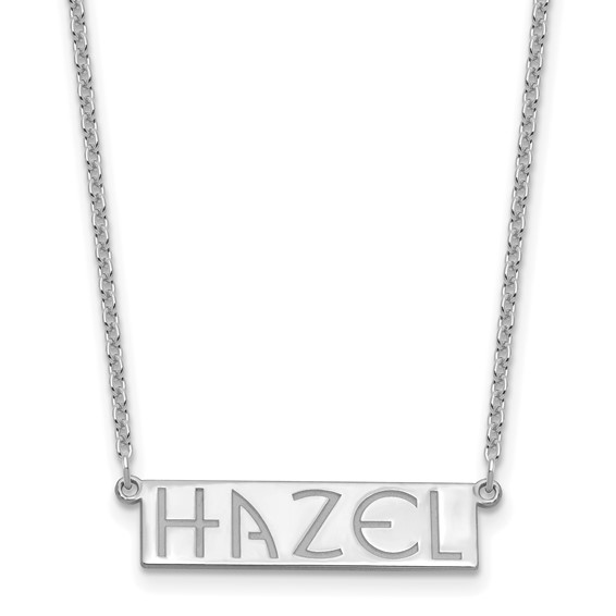 Sterling Silver/Rhodium-plated 4-6 Letter Name Bar Necklace