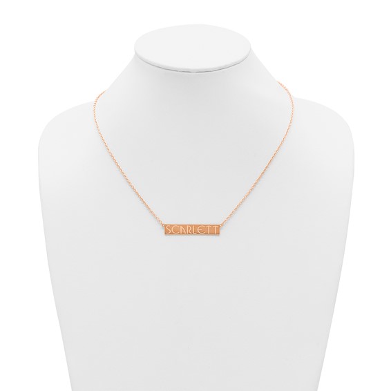 Sterling Silver/Rose-plated 7-9 Letter Name Bar Necklace