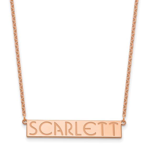 Sterling Silver/Rose-plated 7-9 Letter Name Bar Necklace