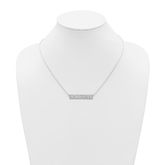 Sterling Silver/Rhodium-plated 7-9 Letter Name Bar Necklace