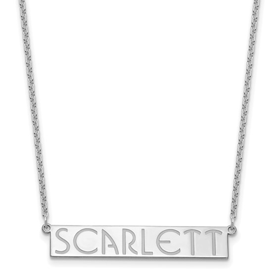 Sterling Silver/Rhodium-plated 7-9 Letter Name Bar Necklace