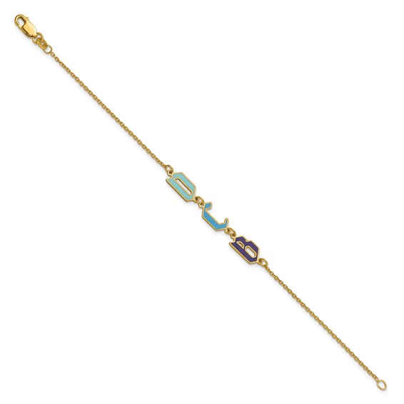 SS/Gold-plated Upper/Lower-case Epoxy Initial Bracelet