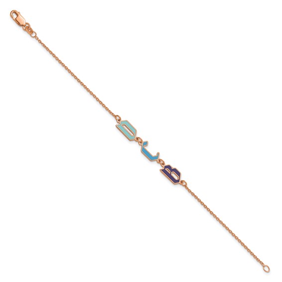 SS/Rose-gold Upper/Lower-case Epoxy Initial Bracelet