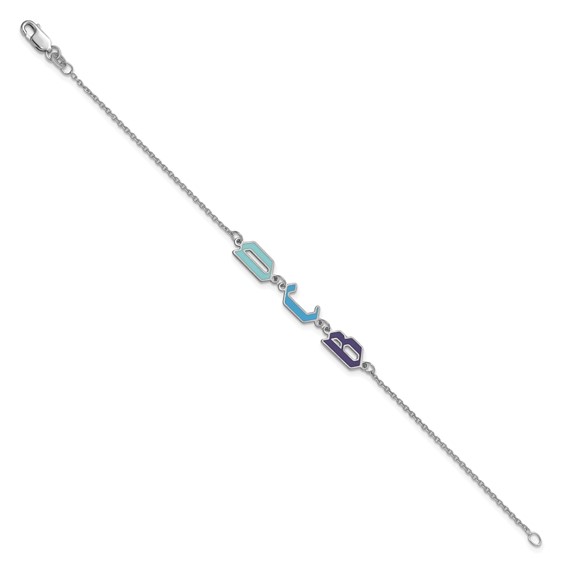 SS/Rhodium-plated Upper/Lower-case Epoxy Initial Bracelet