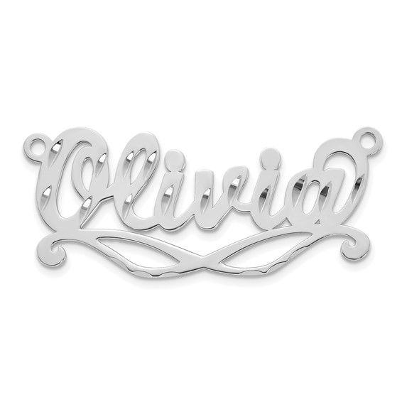 14k White Gold Diamond-cut Sunglass Name Plate
