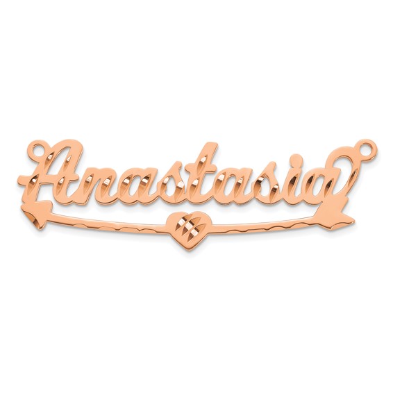 14k Rose Gold Diamond-cut Heart and Arrow Name Plate
