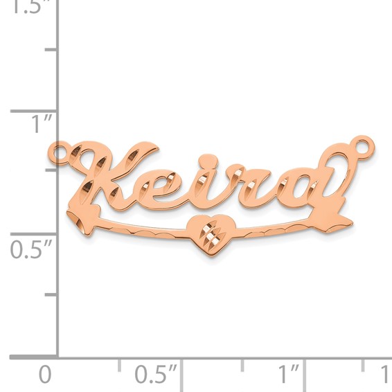 14k Rose Gold Diamond-cut Heart and Arrow Name Plate