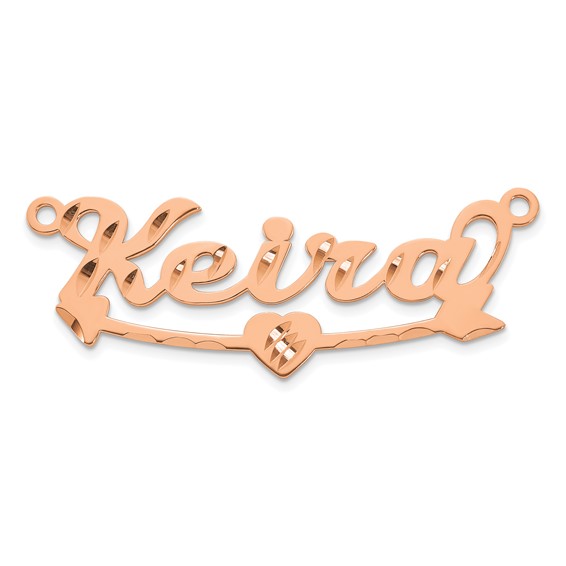 14k Rose Gold Diamond-cut Heart and Arrow Name Plate